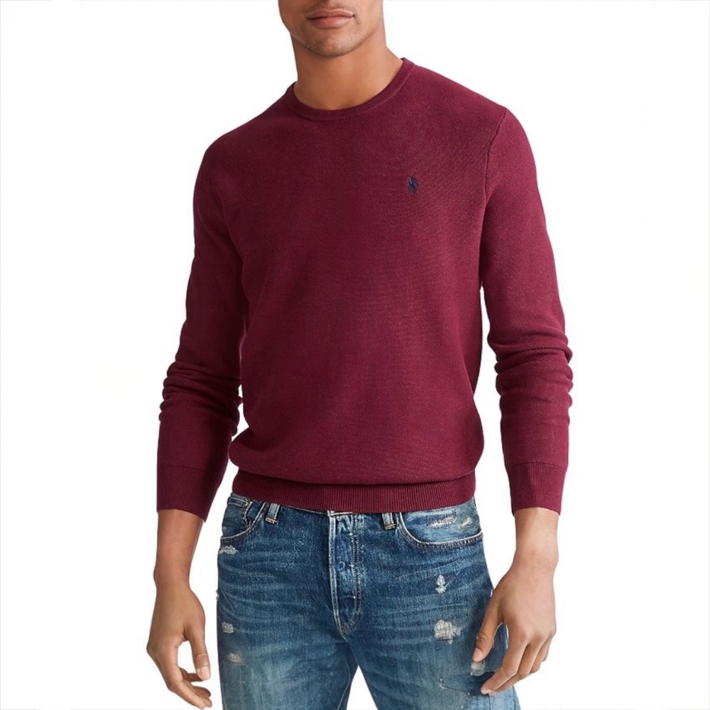 NWT [Polo · Ralph Lauren] Men's 100% Cotton Maroon Crewneck Sweater | Large